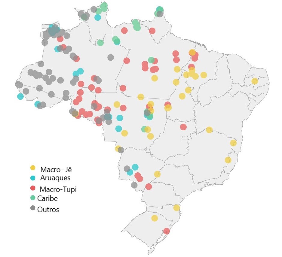 Mapa de linguas no brasil